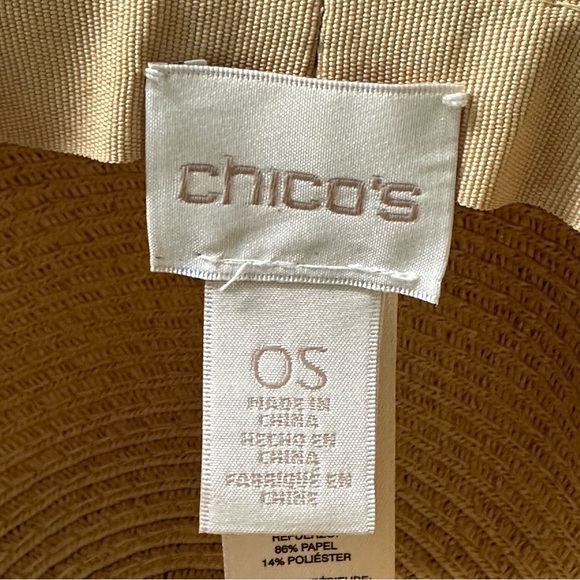 Chico’s Woven Paper Wide Brim Floppy Sun Hat OS - Picture 3 of 9
